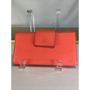 Fossil Women's Emma Tab RFID Clutch Wallet Leather Coral Orange